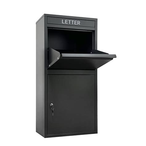 steel drop box|lockable metal parcel delivery box.